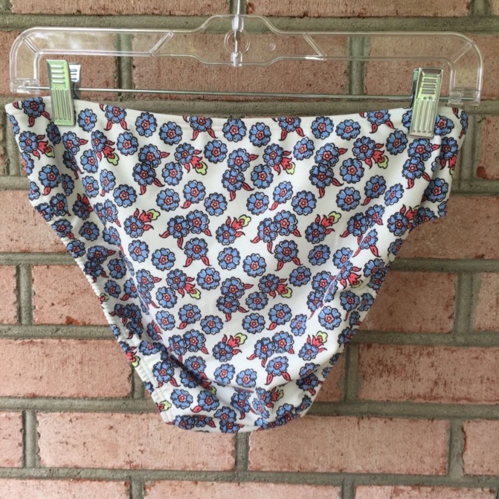 NWOT Venus Mid Rise Bikini Swim Bottoms White with Blue Flowers - Picture 4 of 7